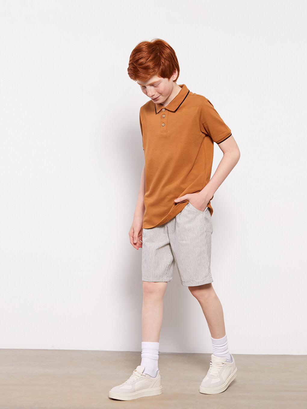 Striped Boy Shorts with Elastic Waist