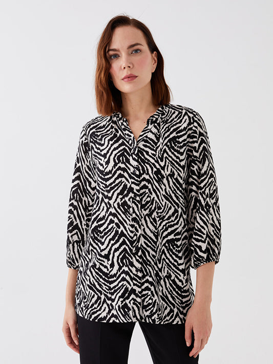 Wacky Collar Patterned Women's Blouse