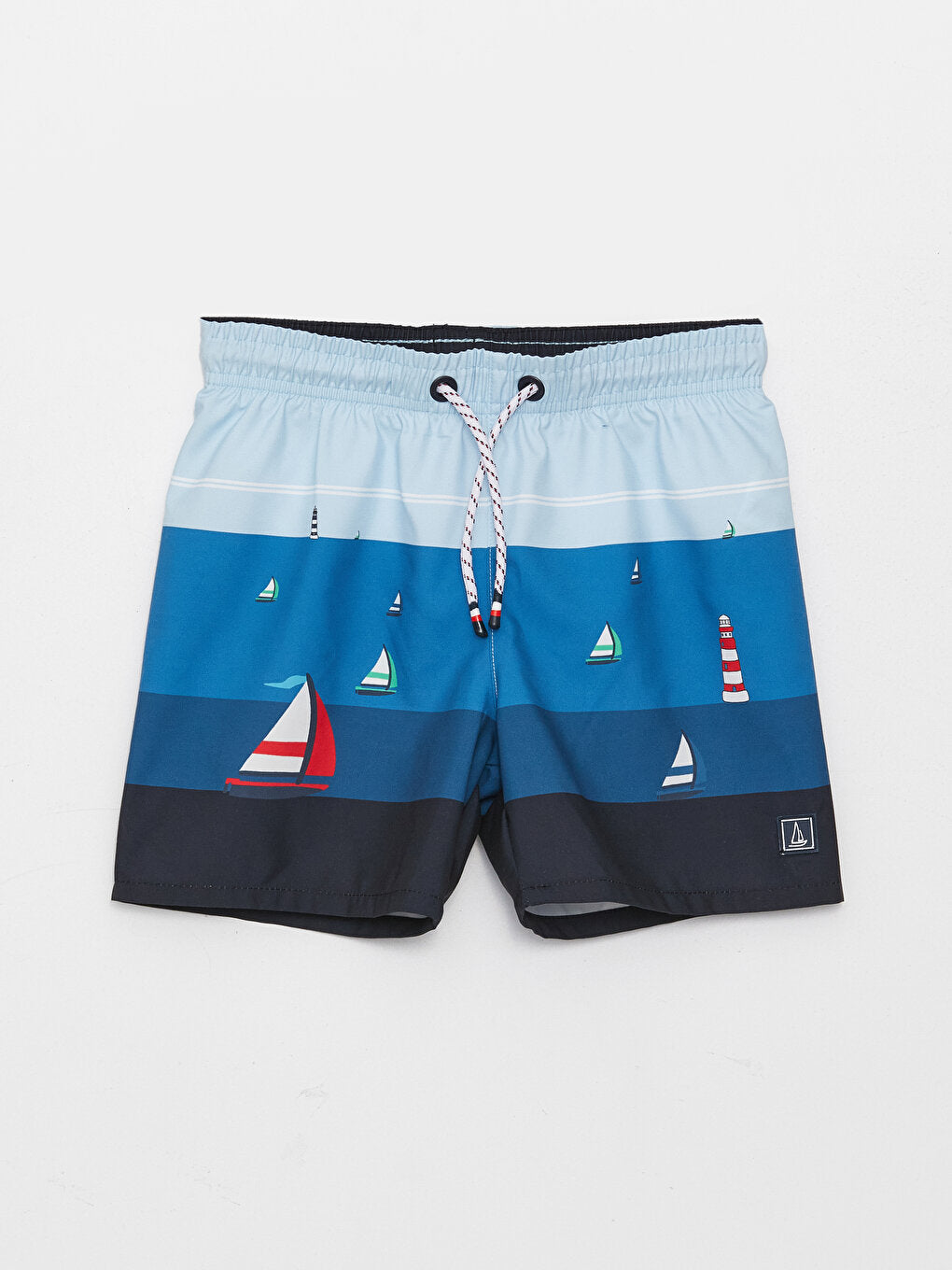 Printed Boys' Swim Shorts with Elastic Waist