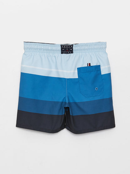 Printed Boys' Swim Shorts with Elastic Waist