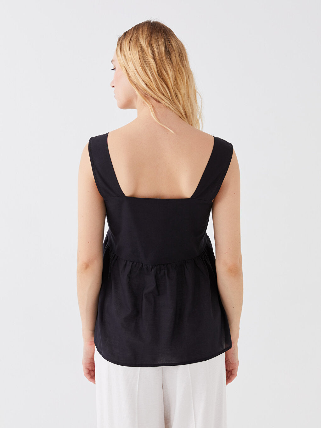 Square Neck Embroidered Strappy Women's Blouse