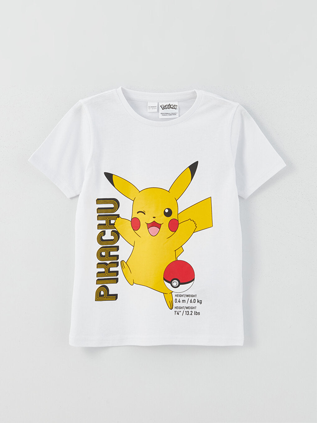 Crew Neck Pikachu Printed Short Sleeve Boy's Pajama Set with Shorts