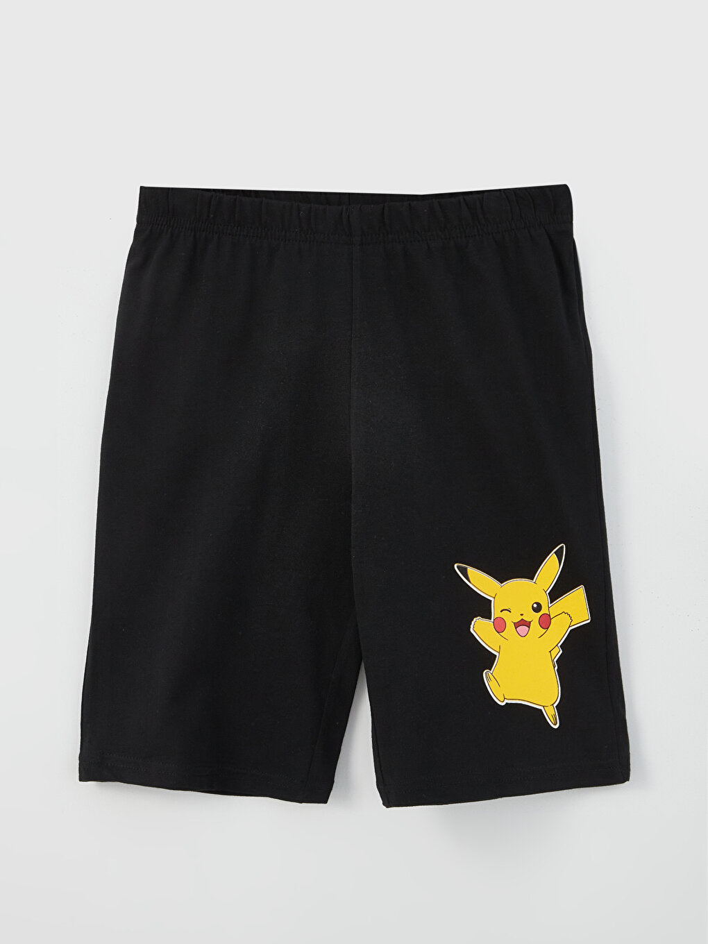 Crew Neck Pikachu Printed Short Sleeve Boy's Pajama Set with Shorts