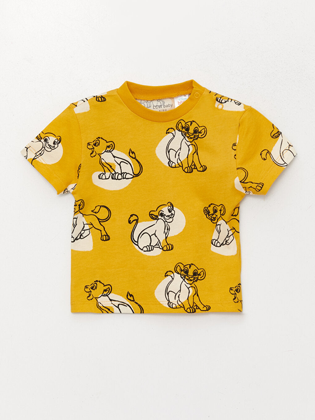 Crew Neck Lion King Printed Baby Boy T-Shirt and Trousers 2-Piece Set