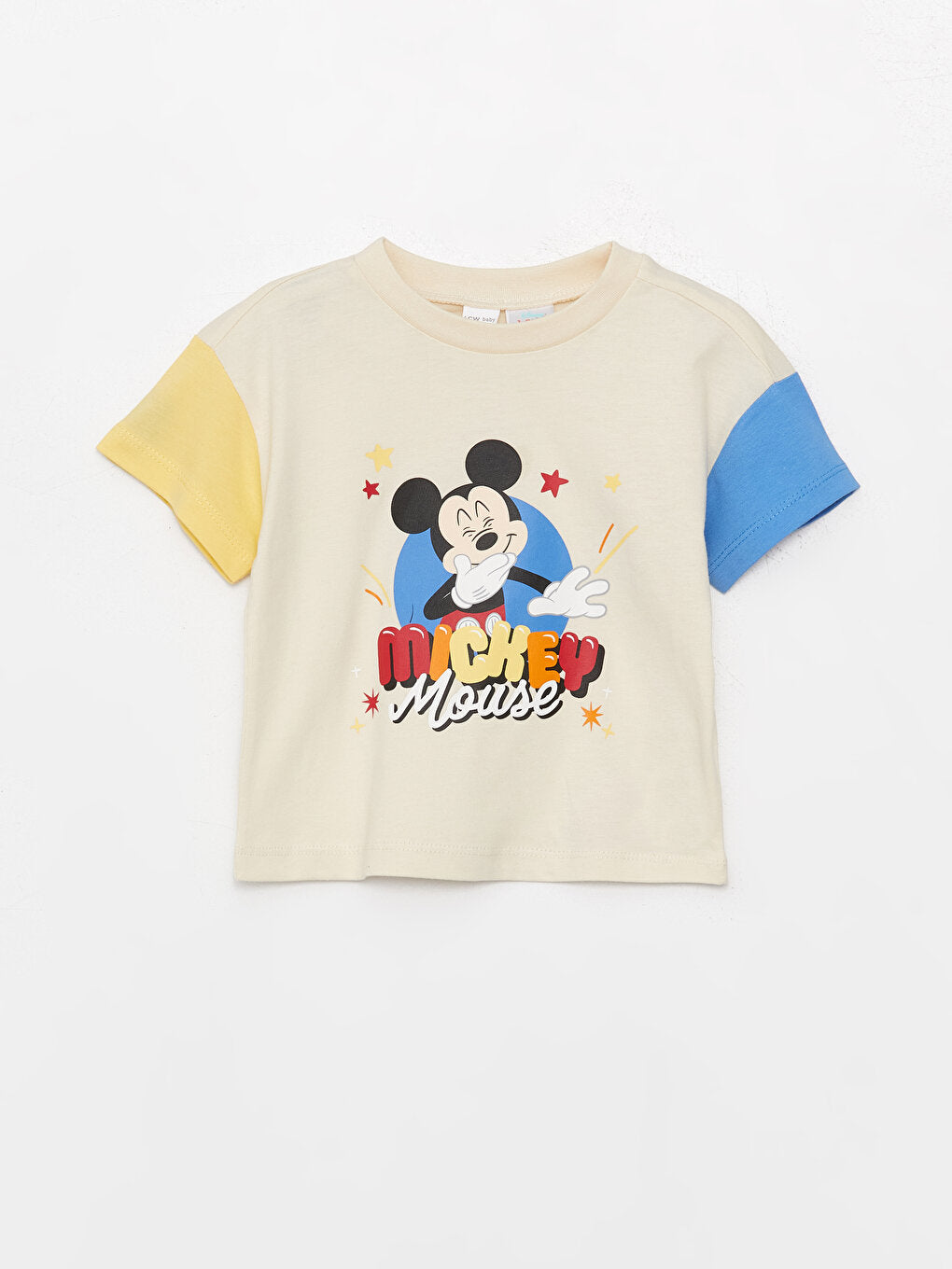 Crew Neck Short Sleeve Mickey Mouse Printed Baby Boy T-Shirt and Shorts 2-Piece Set