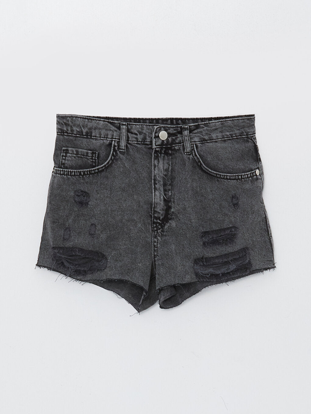 Standard Fit Plain Ripped Detailed Women's Jean Shorts