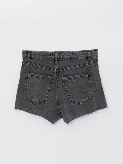 Standard Fit Plain Ripped Detailed Women's Jean Shorts