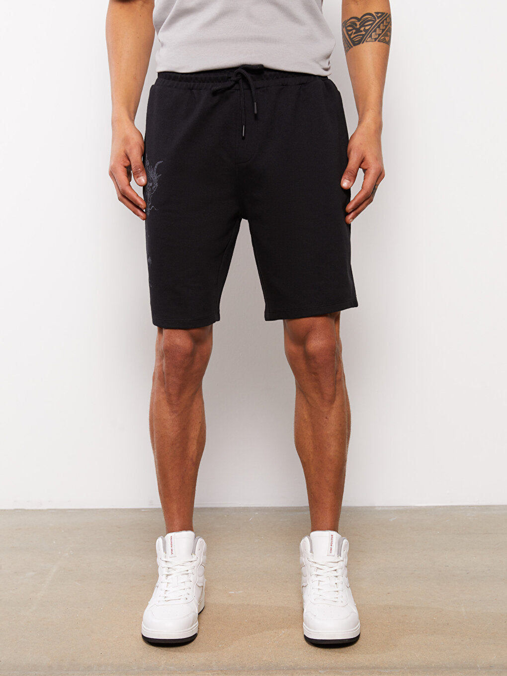 Slim Fit Men's Shorts with Waist Tie Detail