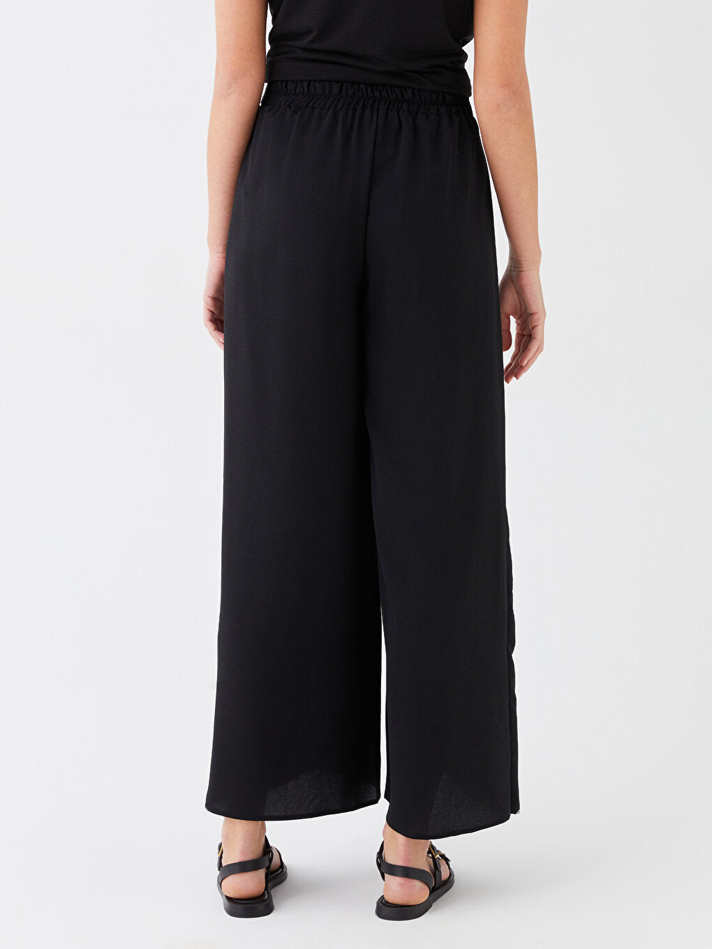 Women's Trouser Skirt with Elastic Waist Straight Belt