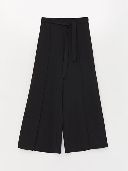 Women's Trouser Skirt with Elastic Waist Straight Belt