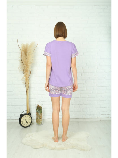 Crew Neck Short Sleeve Women's Pajama Set