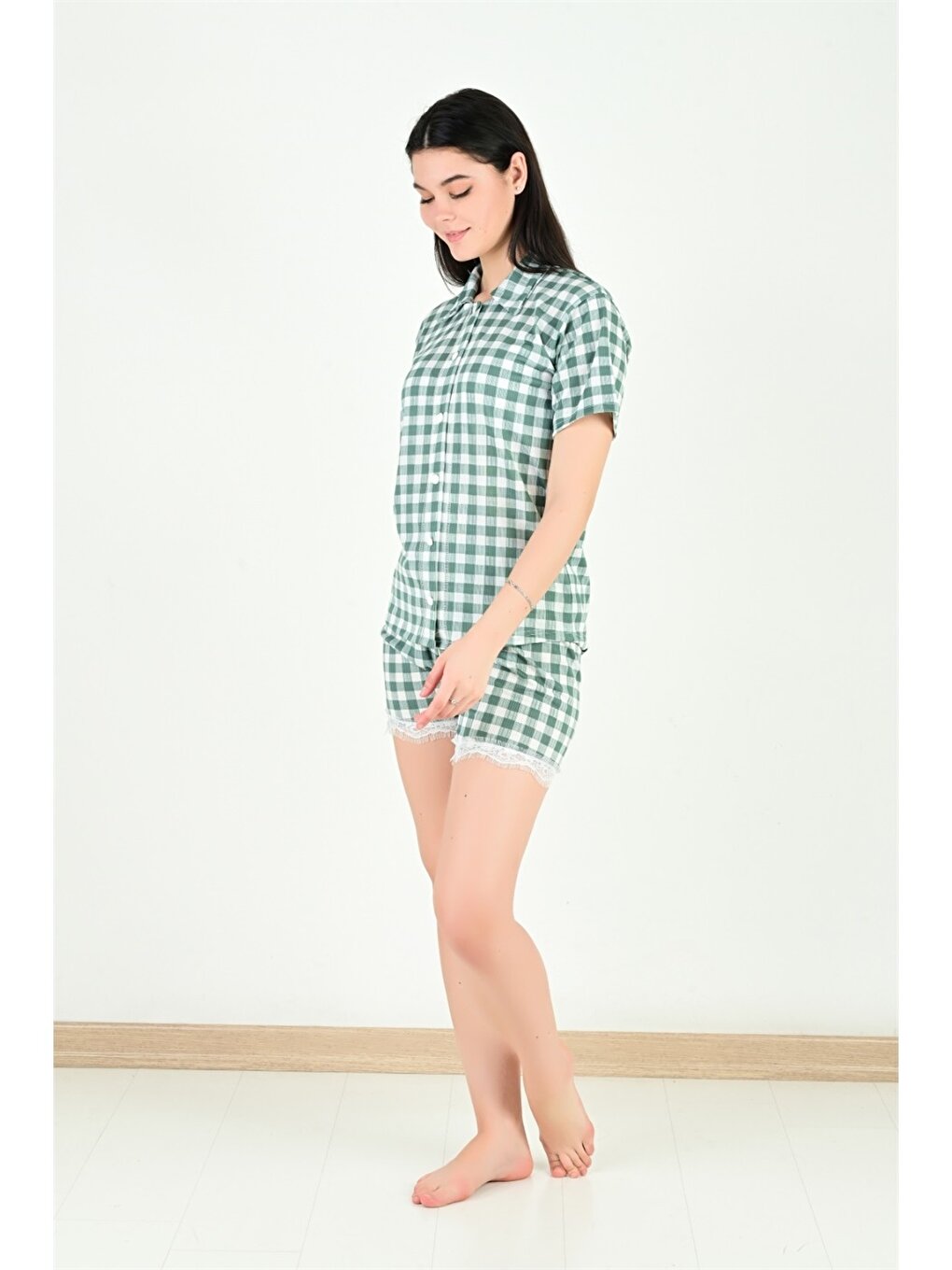 Shirt Collar Short Sleeve Women's Pajama Set