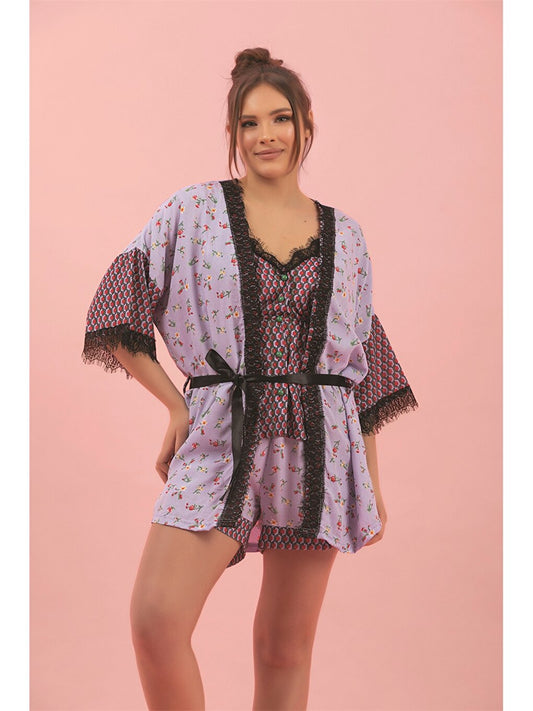 Strappy Patterned Women's Pajama Set