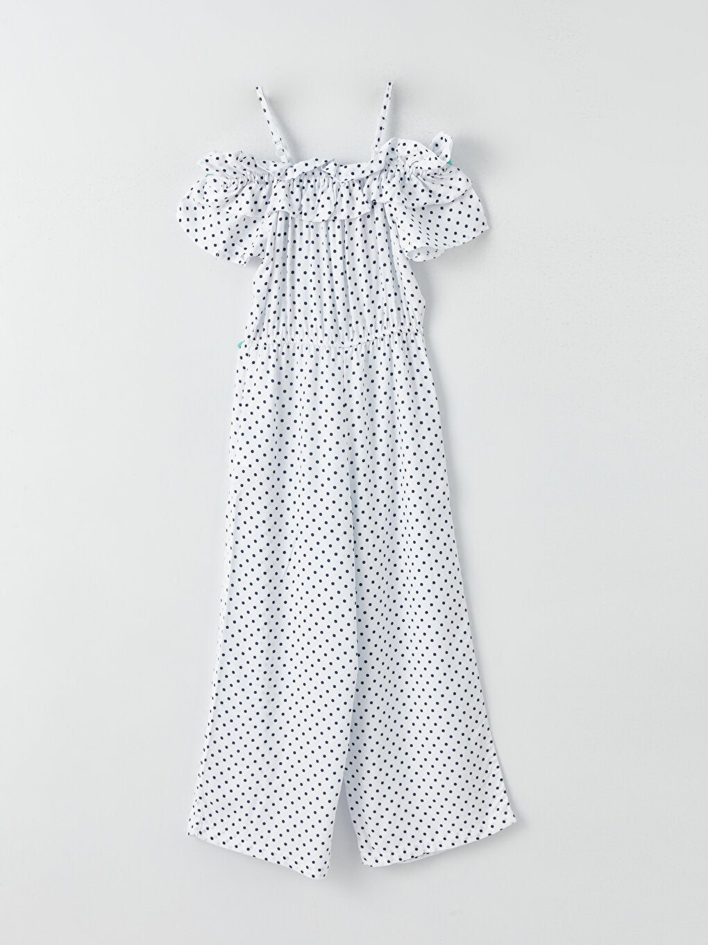 Boat Neck Polka Dot Girl's Jumpsuit