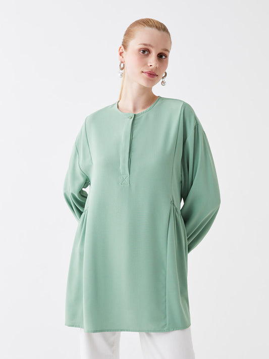 Crew Neck Plain Long Sleeve Women's Tunic