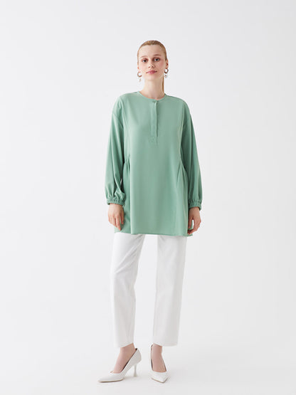 Crew Neck Plain Long Sleeve Women's Tunic