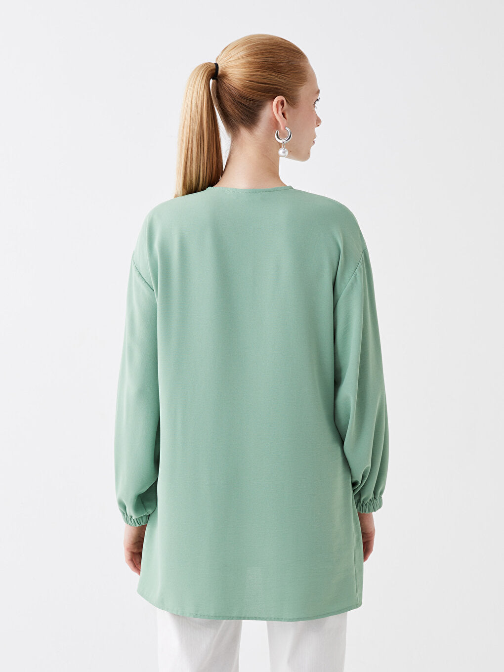 Crew Neck Plain Long Sleeve Women's Tunic