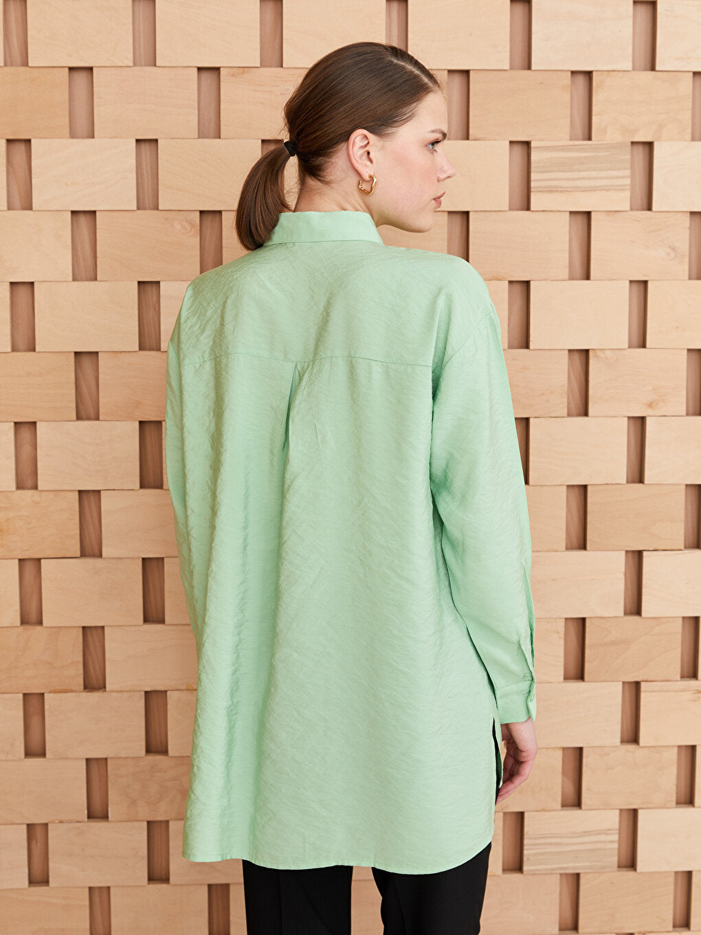 Plain Long Sleeve Oversize Women's Shirt Tunic