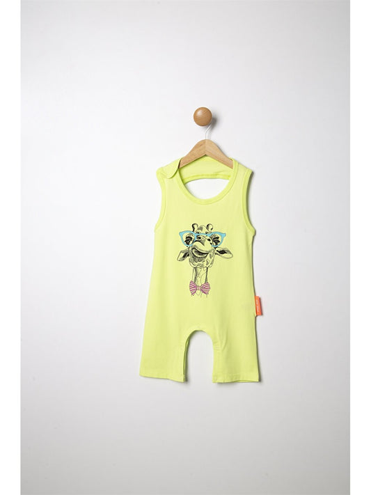 Crew Neck Printed Girl's Jumpsuit