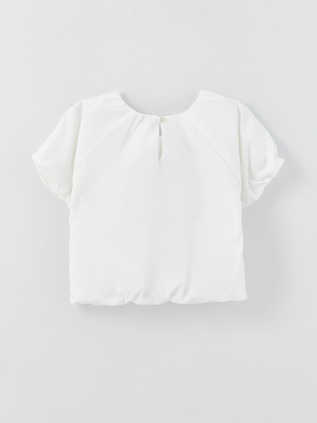 Crew Neck Basic Short Sleeve Girl's Crop Blouse