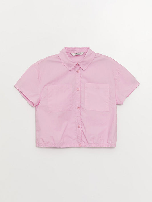 Basic Short Sleeve Girls Crop Shirt