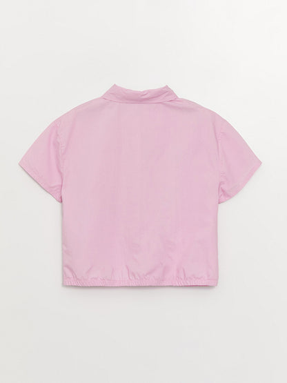 Basic Short Sleeve Girls Crop Shirt