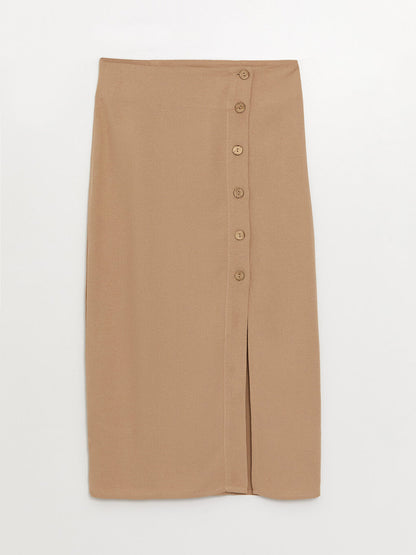 Standard Fit Plain Linen Blend Women's Skirt