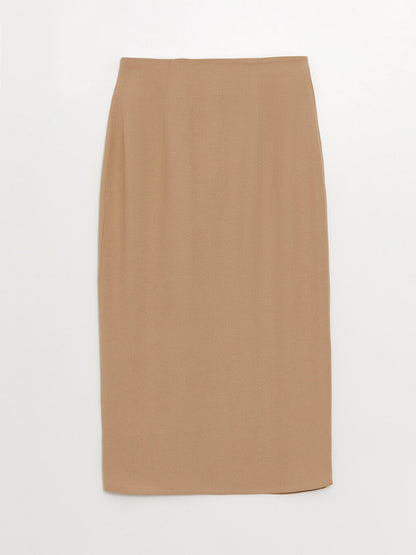 Standard Fit Plain Linen Blend Women's Skirt