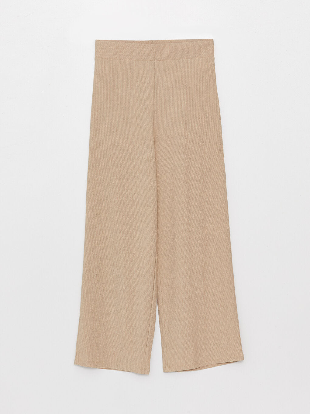 Straight Wide Leg Women's Trousers with Elastic Waist