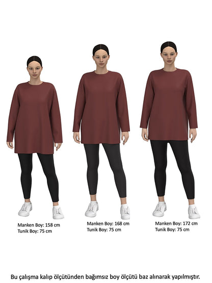 Crew Neck Plain Long Sleeve Women's Tunic