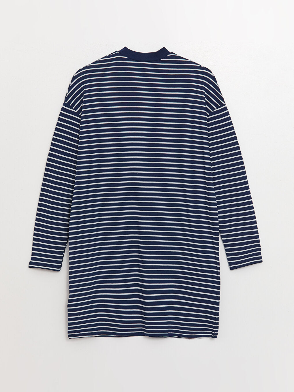 High Collar Striped Long Sleeve Women's Sweatshirt Tunic