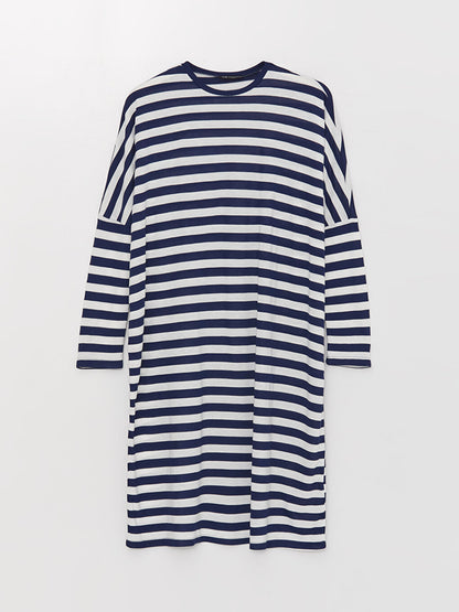 Crew Neck Striped Long Sleeve Oversize Women's Sweatshirt Tunic