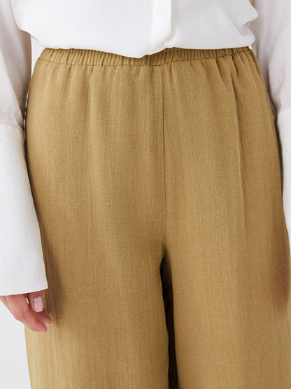 Women's Straight Muslin Trousers with Elastic Waist