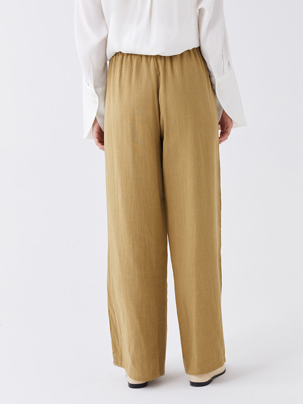 Women's Straight Muslin Trousers with Elastic Waist