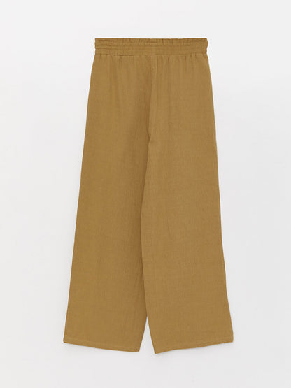 Women's Straight Muslin Trousers with Elastic Waist