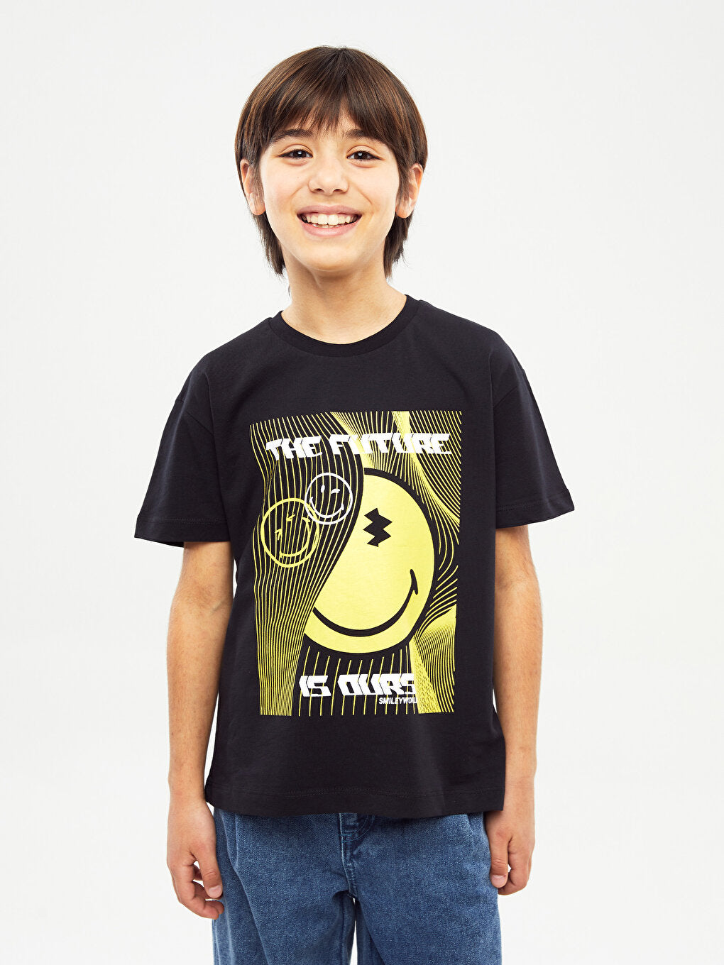 Crew Neck Printed Short Sleeve Unisex Children's T-Shirt