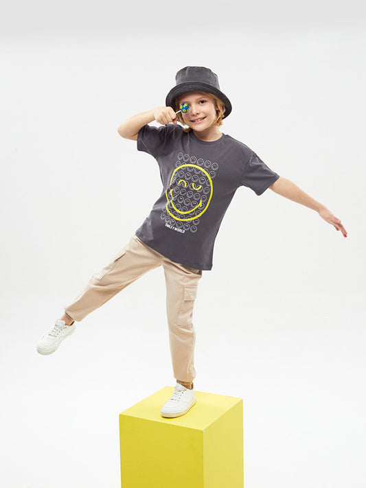 Crew Neck Printed Short Sleeve Unisex Children's T-Shirt