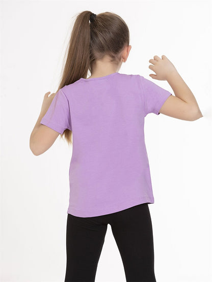 Crew Neck Printed Short Sleeve Girls' T-Shirt