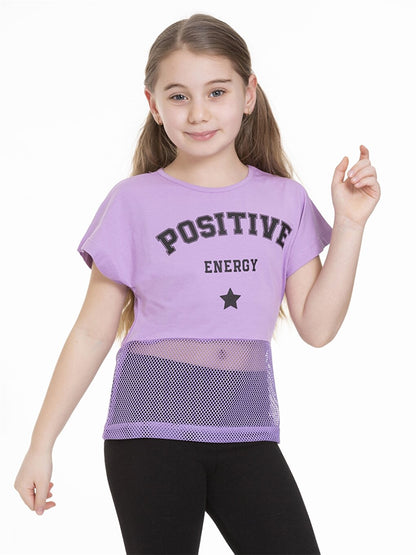 Crew Neck Printed Short Sleeve Girls' T-Shirt