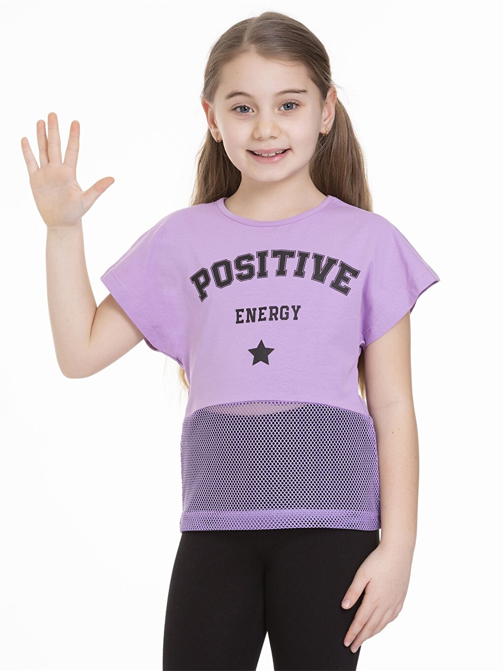 Crew Neck Printed Short Sleeve Girls' T-Shirt