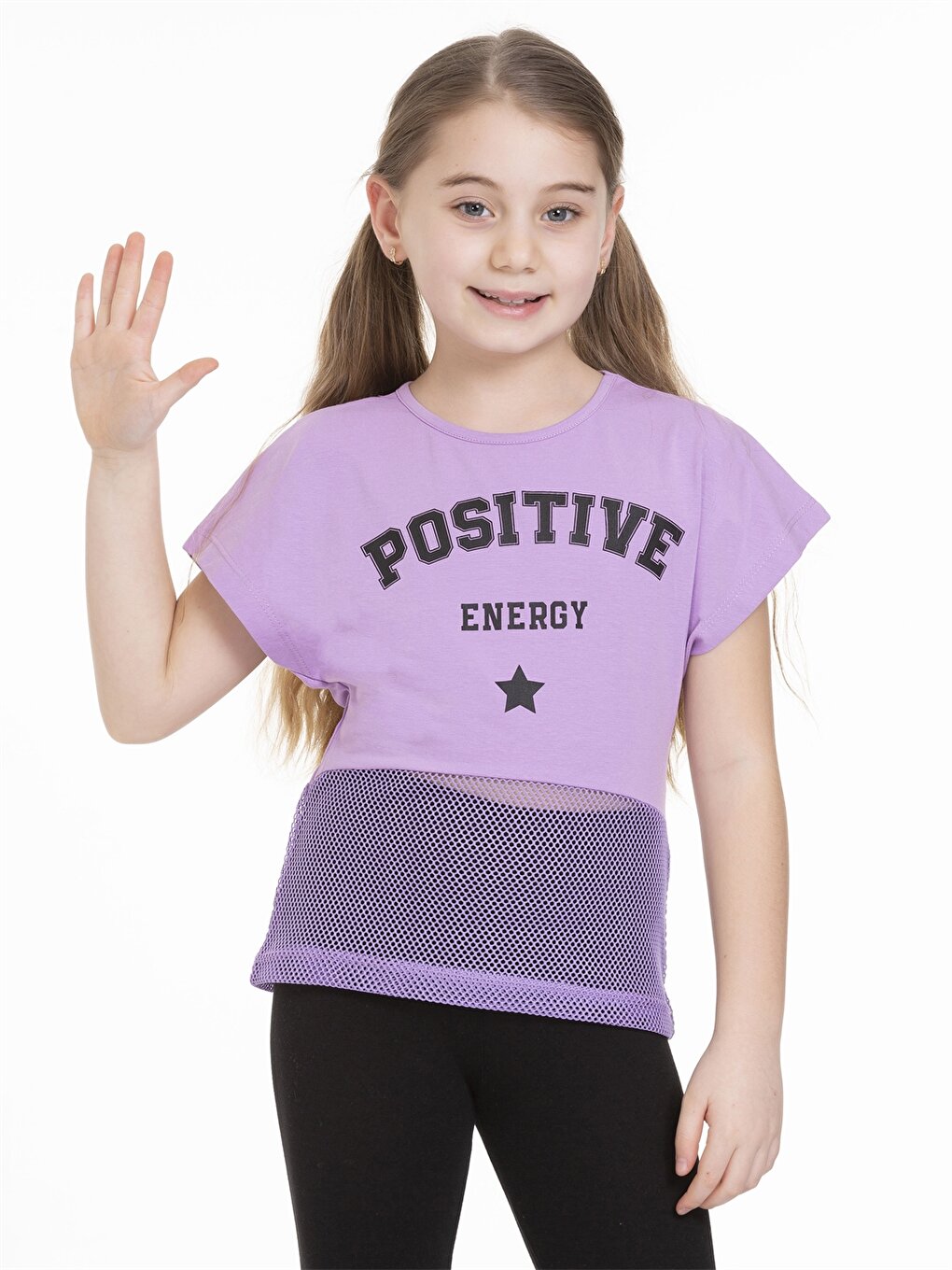 Crew Neck Printed Short Sleeve Girls' T-Shirt