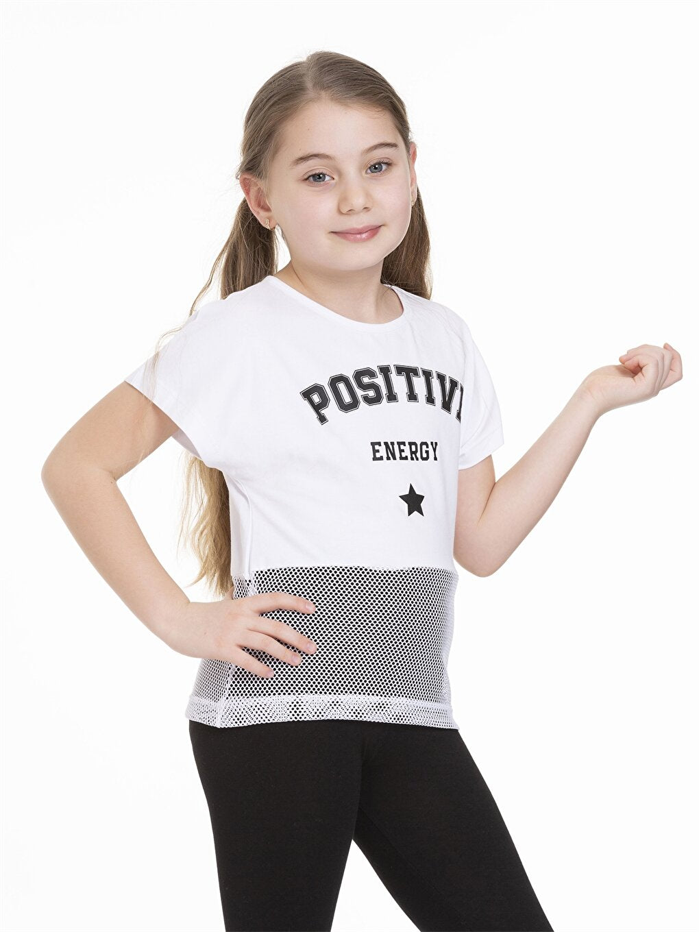 Crew Neck Printed Short Sleeve Girls' T-Shirt