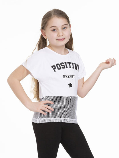 Crew Neck Printed Short Sleeve Girls' T-Shirt