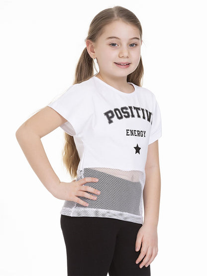 Crew Neck Printed Short Sleeve Girls' T-Shirt