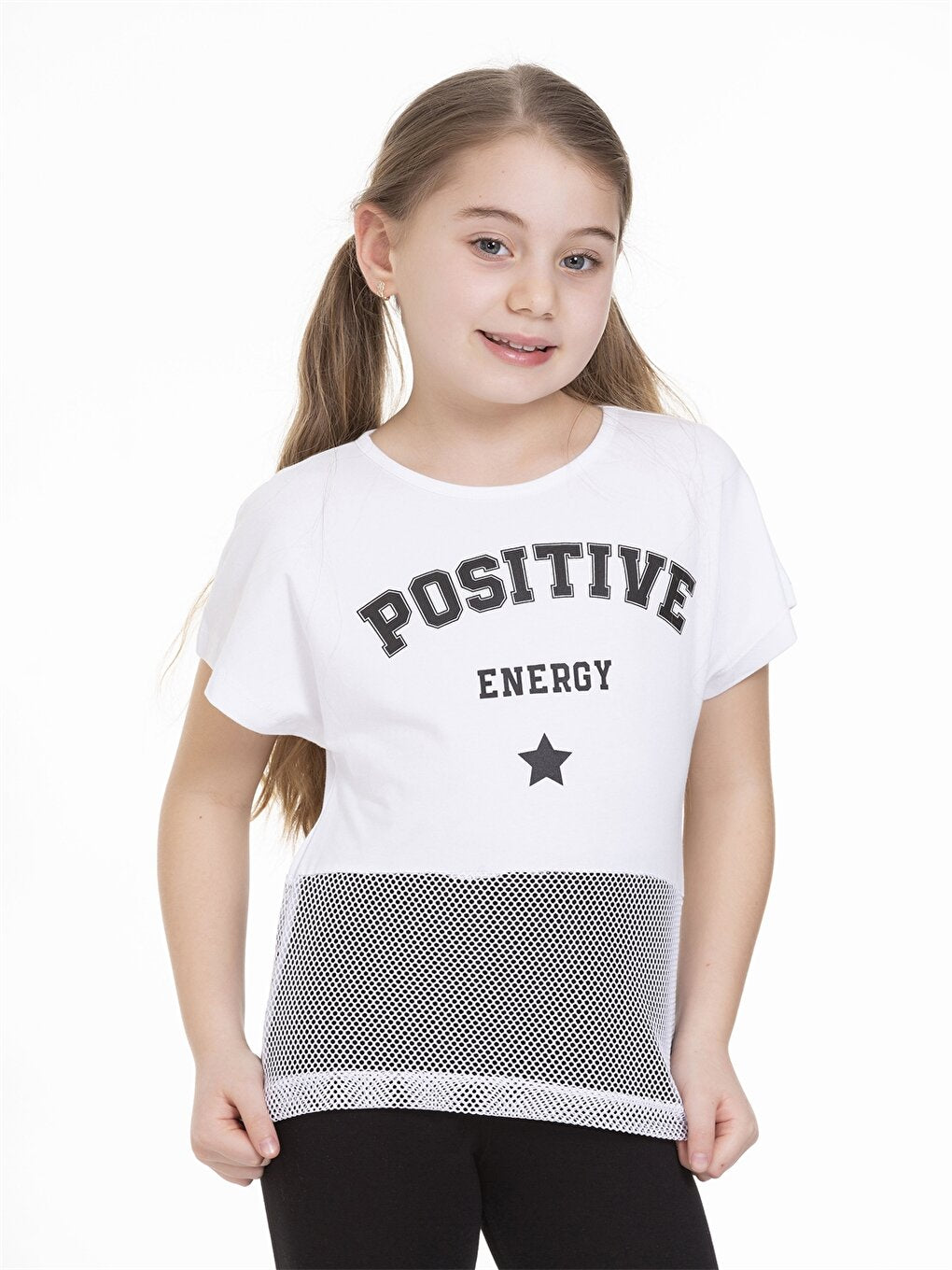 Crew Neck Printed Short Sleeve Girls' T-Shirt