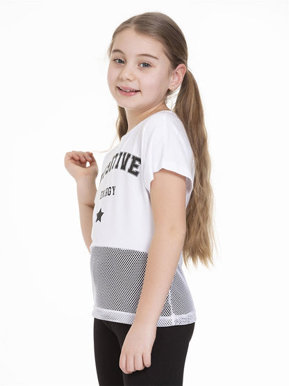 Crew Neck Printed Short Sleeve Girls' T-Shirt