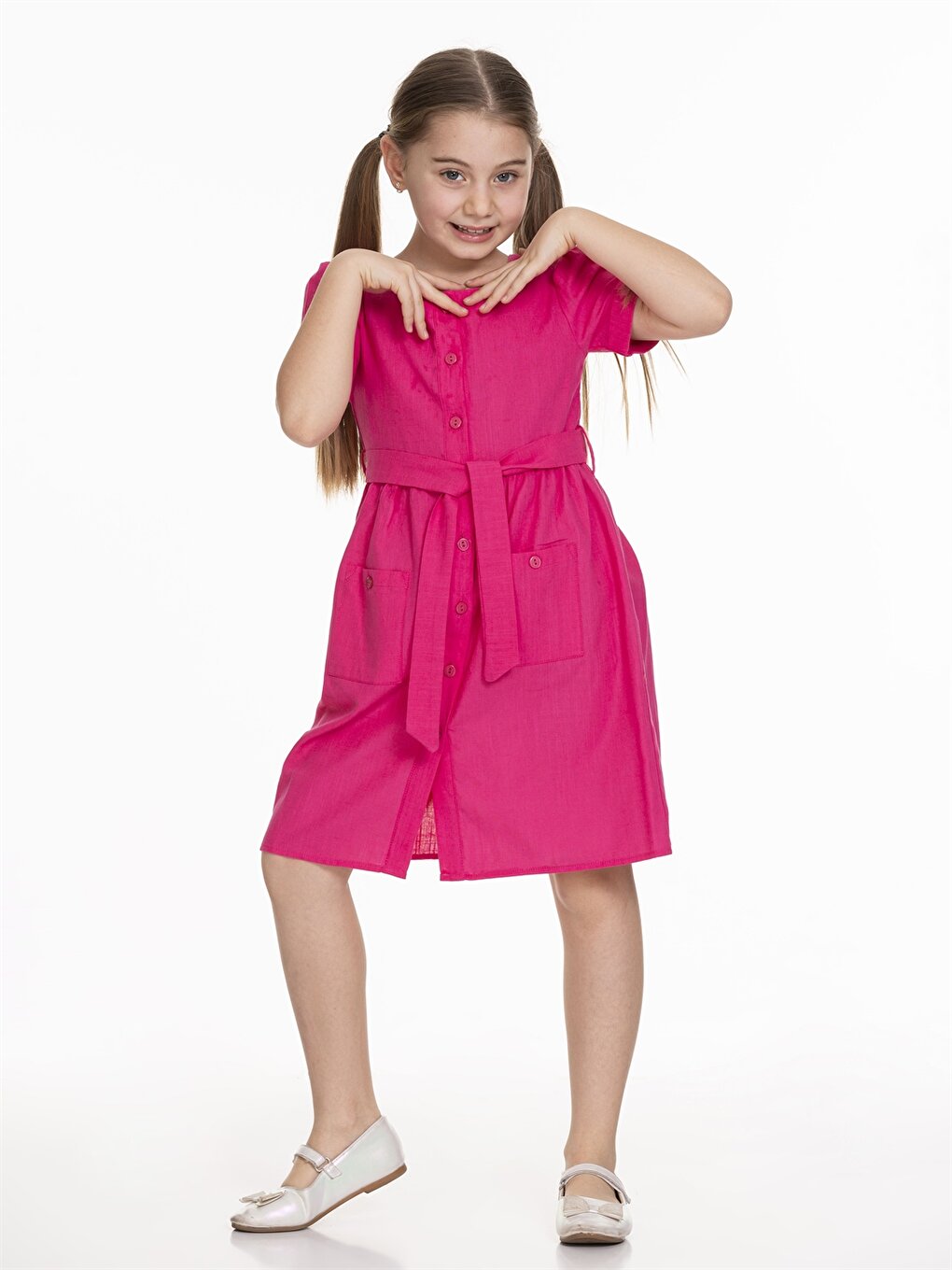 Square Neck Basic Short Sleeve Girl's Dress