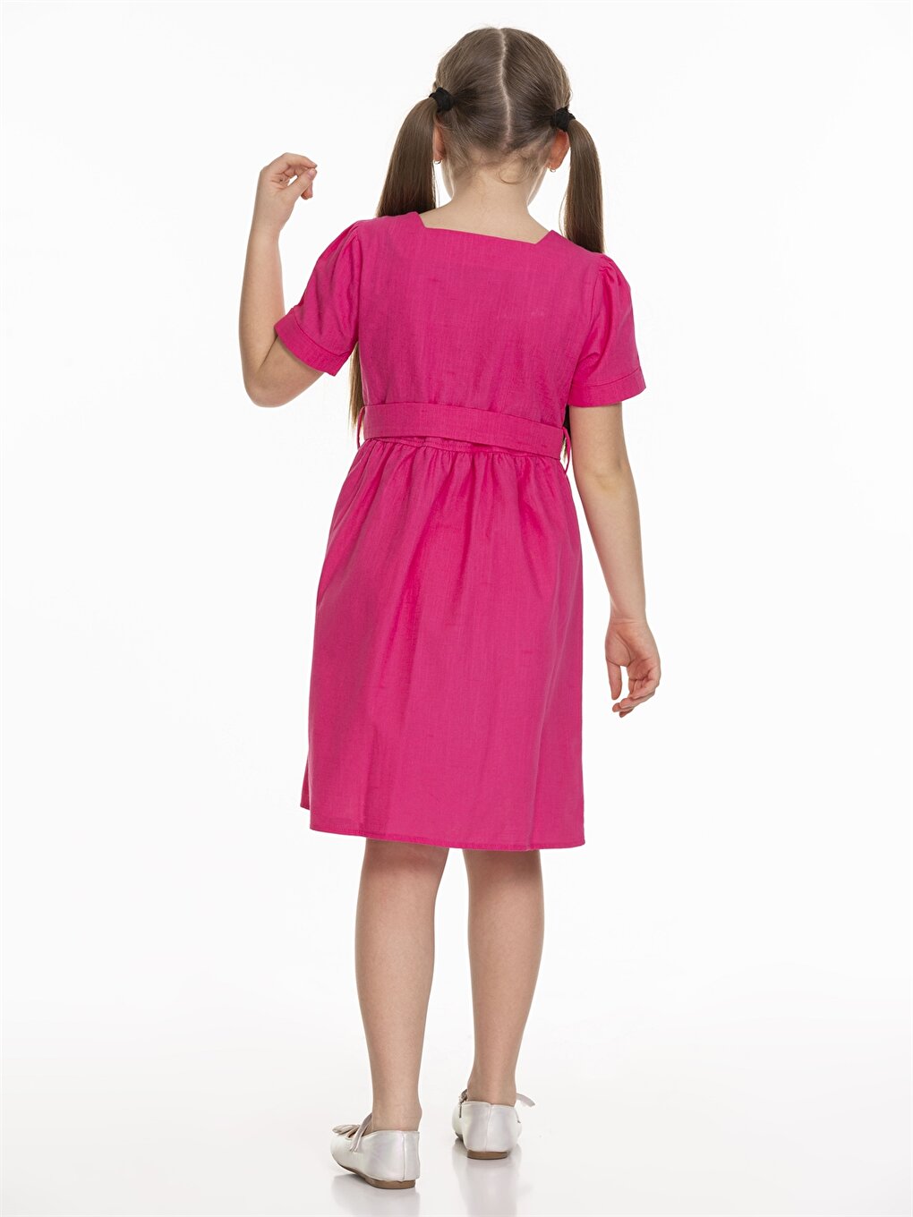 Square Neck Basic Short Sleeve Girl's Dress