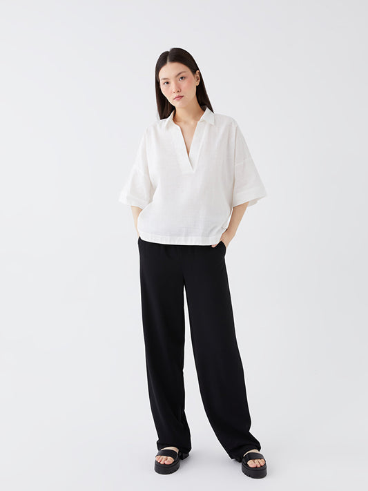 Comfortable Fit Plain Crepe Women's Trousers