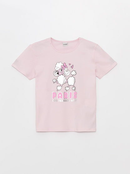 Crew Neck Printed Short Sleeve Girls' T-Shirt